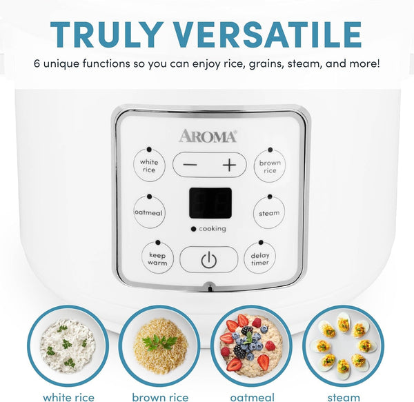 Corecoat™ Digital Rice Cooker (8 Cups Cooked) and Steamer with Nonstick Ceramic Rice Cooker Pot Coating and Pop-Up Steam Tray, 2 Quarts7