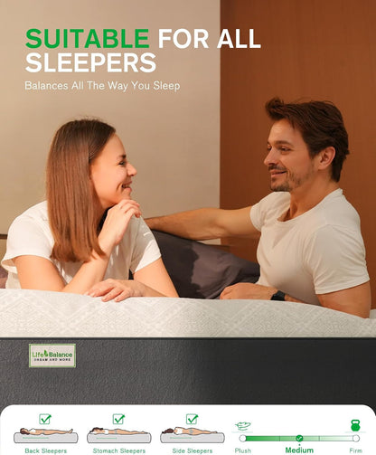 Queen Size Mattress, 10 Inch Cooling-Gel Memory Foam Mattress Made in USA, Certipur-Us Certified Mattresses in a Box, Medium Firm, Pressure Relief, Motion Isolation, CY-10-Q-V7