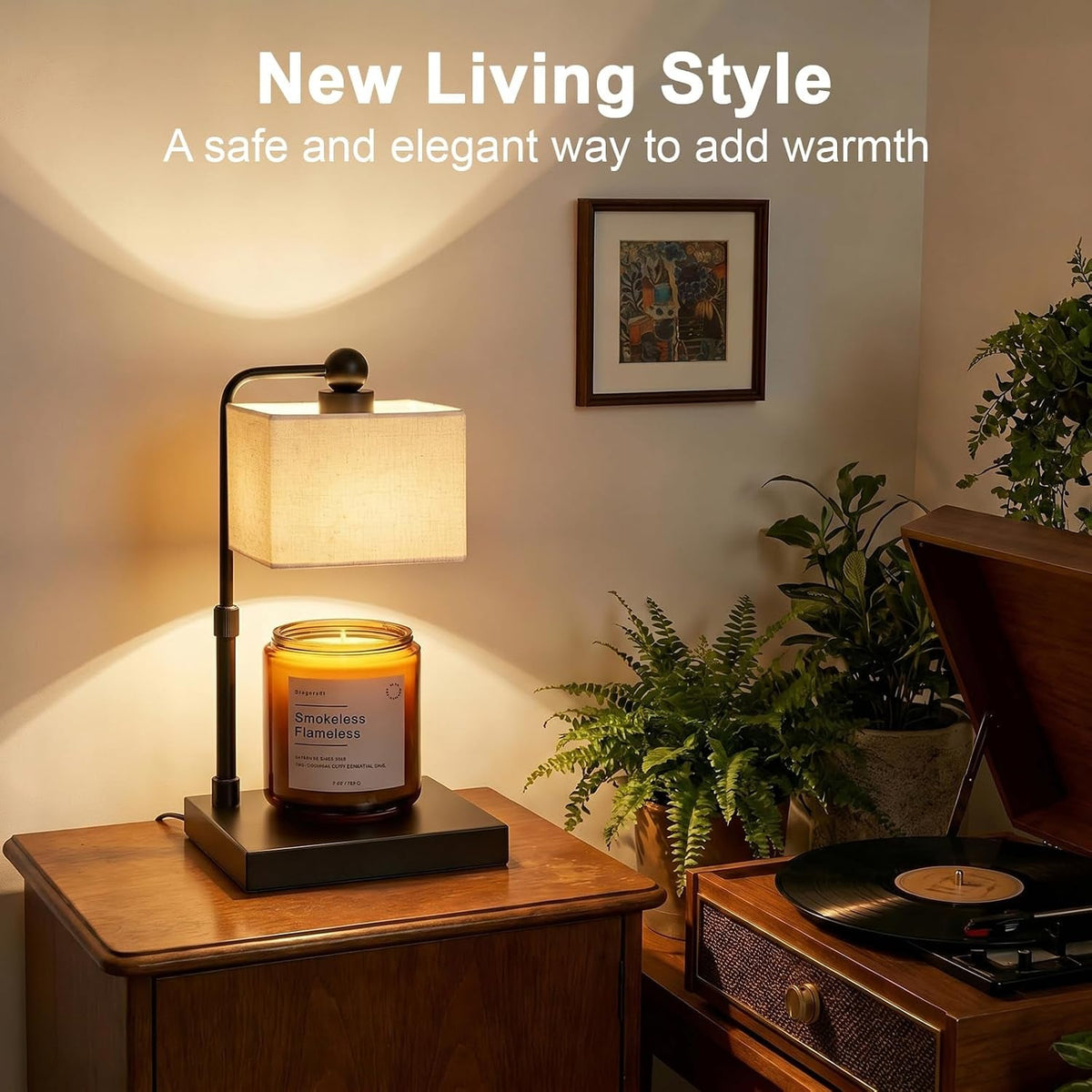 candle-warmer-lamp-with-timer-dimmable-adjustable-height-modern-farmhouse-linen-shade-black-candle-warming-lamp-for-up-to-6-inch-jar-candles-2-bulbs-included