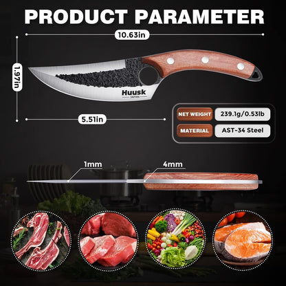 Viking Knife with Leather Sheath, Hand Forged Chef Butcher Knives5