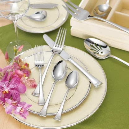 Portola 65-Piece 18/10 Silverware Set for 12, Flatware5