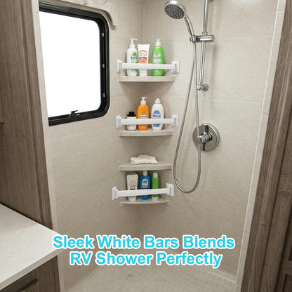 Aluminum RV Shower Corner Storage Bars for Bathroom Organization7