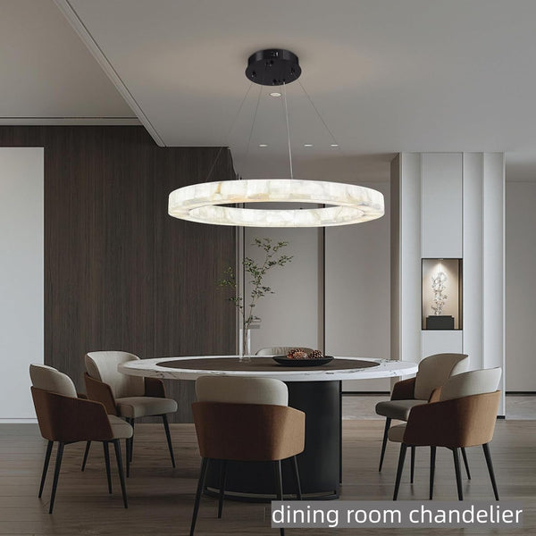 Alabaster Chandelier Spanish Natural Marble round D30In Chandeliers, Modern Living Room Chandelier, Stone Pendant Light Fixture, Dimmable Chandeliers for Dining, Entryway, Foyer, Hallway9
