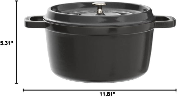 STAUB Cast Iron Dutch Oven 5.5-Qt round Cocotte, Made in France, Serves 5-6, Black Matte9
