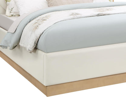 Meridian Furniture Casacream-K Casa Collection Modern | Contemporary Vegan Leather King Bed, Cream Vegan Leather, Natural Finish, Wood Frame, Channel Tufting, 81.25" W X 83" D X 63" H, Cream, King6