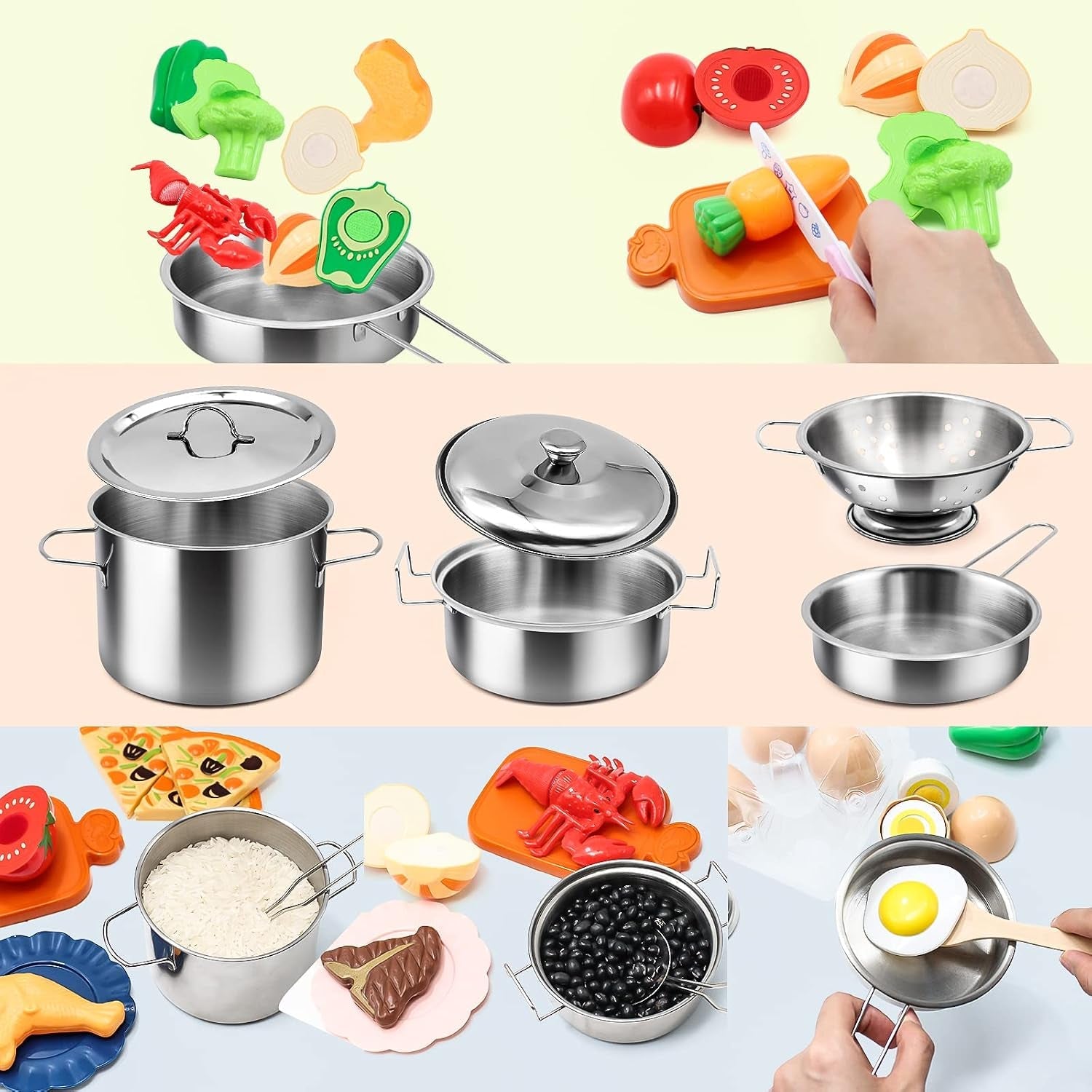 kids-pretend-play-kitchen-accessories-set-38pc-play-pots-pans-set-for-kids-stainless-steel-toddler-pots-pans-kitchen-playset-toy-cookware-cooking-utensils-play-food-dish-christmas-birthday-gift-3