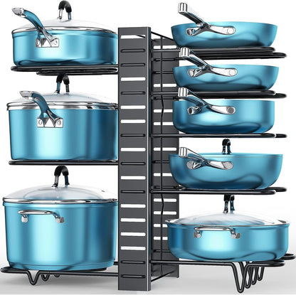 Pots and Pans Organizer under Cabinet 16.6", 8-Tier Adjustable Rack1