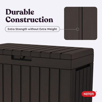 Keter Kentwood 50 Gal Outdoor Storage Box and Patio Side Table | Brown, Resin, Compact, Weatherproof, Lockable, Durable, Easy Assembly, Organization, Patio Cushions Storage6
