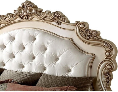 Gorsedd Queen Bed in Cream Fabric and Golden Ivory7