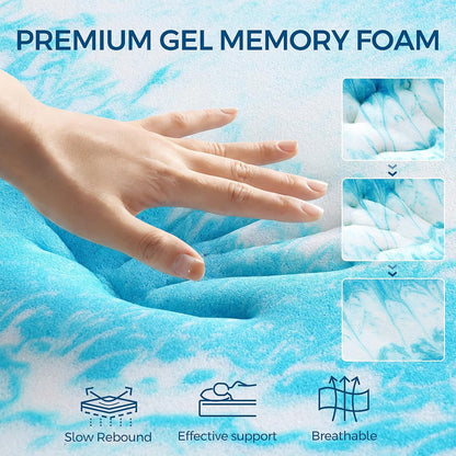 Premium Dual Layer 4 Inch Memory Foam Mattress Topper, 2 Inch Gel Memory Foam and 2 Inch Pillow Top Mattress Pad Cover for Back Pain, Extra Thick Comfort Support（Twin XL 39"X80"）3
