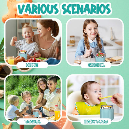 Thermo for Hot Food Kids - 15.2Oz with Folding Spoon and Silicone Handle5