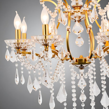 6-Light Crystal Chandelier Gold Finish4