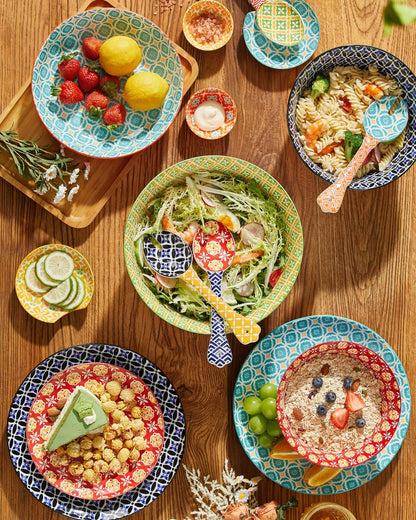 Ceramic Mixing Bowls Set of 3, Large Serving Bowls, Vibrant Colors8