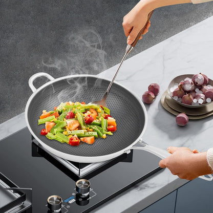 14 Inch Wok Pan with Lid, Food-Grade Stainless Steel Woks & Stir-Fry Pans Nonstick, Dishwasher and Oven Safe, Cooking Pan Compatible with Gas & Induction Cooker3