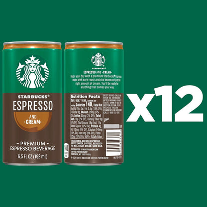 Starbucks Espresso & Cream, 6.5 Fl Oz Cans (Pack of 12)2