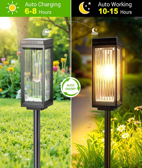 Solar Pathway Lights Outdoor, 8 Pack Upgraded Solar Lights Outdoor Waterproof, Bright up to 15 Hrs Auto On/Off Garden Light for Yard Patio Lawn Path Walkway Driveway outside Decor3