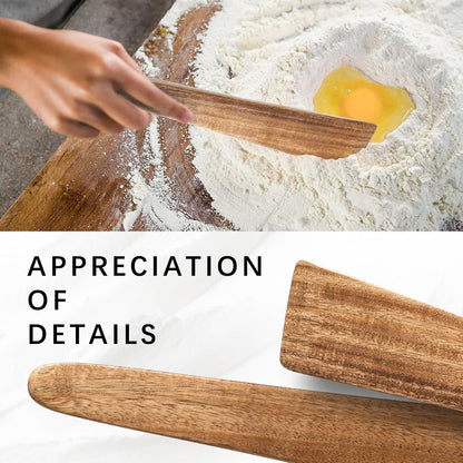 Flat Wooden Spatulas for Cooking, 2-Piece Acacia Wood Set, 12 Inch5