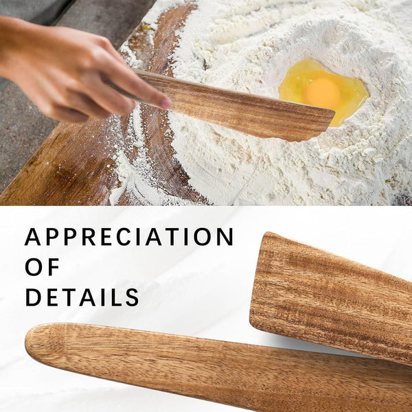 Flat Wooden Spatulas for Cooking, 2-Piece Acacia Wood Set, 12 Inch5