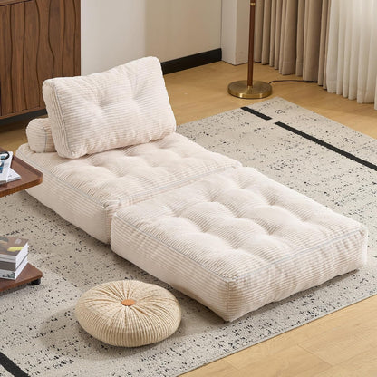 Folding Sofa Bed,Convertible Sleeper Chair for Adults, Folding Sofa Bed Foam Filling Couch with Pillow，Sleeper Chairs Single Size Floor Mattress,White3