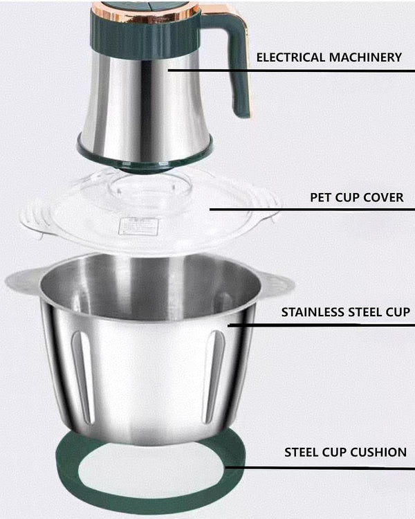 3L Electric Meat Grinder, 300W Food Processor&Food Chopper | 3L Stainless Steel Bowl, 300W Motor, Five Speeds, Six-Blade System, Safety Lock, and Overheat Protection, for Meat&Vegetable6