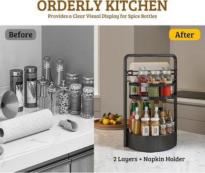 Rotating Spice Rack with Paper Towel Holder, Black8