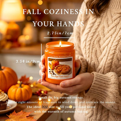 Warm Vanilla Pumpkin Scented Fall Candle, 7OZ Natural Coconut Soy Wax Fall Candles with Mild Bakery Notes, Nostalgic Autumn Pumpkin Candle Room Decor & Thanksgiving Holiday Gifts for Women3