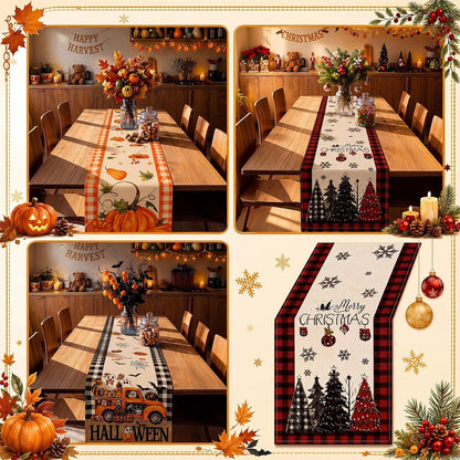 3 Pcs Holiday Table Runners Seasonal Table Decor, 13X72 Inch6