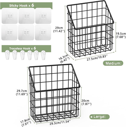 2 Pack Bath Toy Storage Organizer, Large Rustproof Metal Wire Basket, Wall Mounted Hanging Bathtub Holder, Bathroom Shower Caddy for Tub Toys & Toiletries2