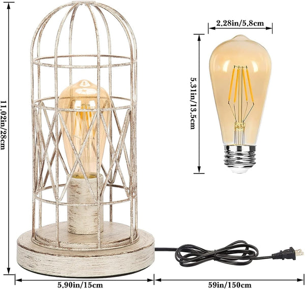 Small Table Lamp, 3-Way Dimmable Bedside Lamp with Brushed White Oak Cage3