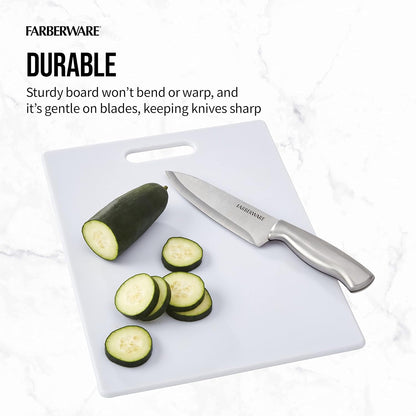Large Cutting Board, Dishwasher- Safe Plastic Chopping Board for Kitchen with Easy Grip Handle, 11In by 14In, White3