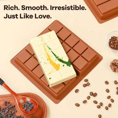 Dubai Chocolate Molds 1 Inch Deep, Silicone Chocolate Bar Mold – Non-Stick, Flexible, Large and Thick Homemade Chocolates, Candies, and Desserts - Set of 17