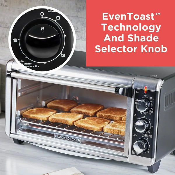 BLACK+DECKER TO3250XSBD 8-Slice Extra Wide Convection Countertop Toaster Oven, Includes Bake Pan, Broil Rack & Toasting Rack, Stainless Steel/Black5