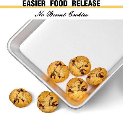 Commercial Quality Baking Sheet Pan Set, Natural Aluminum Cookie Sheet,  Warp Resistant Baker'S Half Sheet Pan, Large Thick Cookie Tray Pans for Baking, Roasting(2 Pack, 18X13In)2