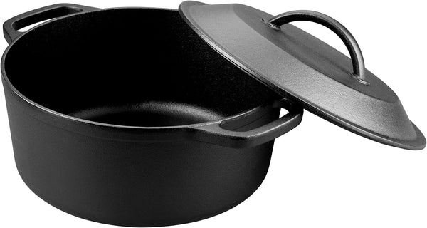 Pre-Seasoned Cast Iron Dutch Oven with Lid, round and Dual Handles, for Stovetop, Camping, Grill, Induction, Electric, Black, 3 Qt5