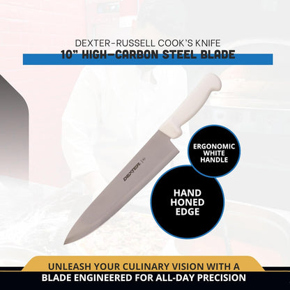 10” Cook’S Knife – P94802, High-Carbon Stainless Steel Blade, Ergonomic White Handle, Hand-Honed Edge for Precision Slicing – Basics Series, Made in USA2