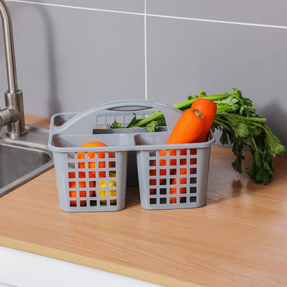 Portable Shower Caddy Basket Plastic Storage Basket with Compartments Grey6
