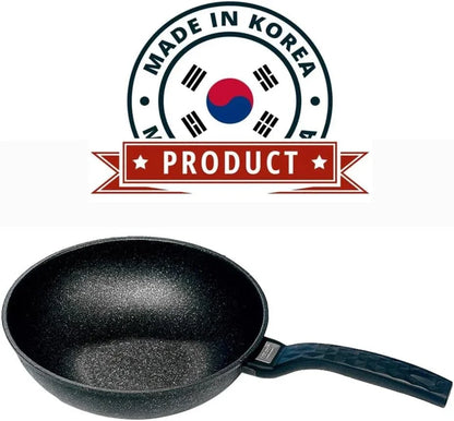 8" Wok Non-Stick Cooking Frying Pan Pot, 5 Layer Marble Coating, Made in Korea2