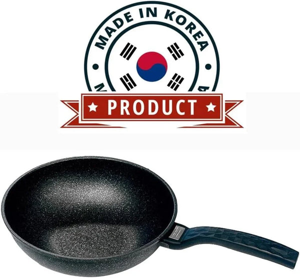 8" Wok Non-Stick Cooking Frying Pan Pot, 5 Layer Marble Coating, Made in Korea2