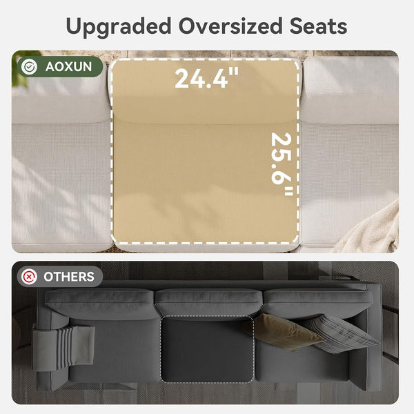 Patio Furniture Set with 10'' Thick Cushions (8 Piece, Gray/Beige)3