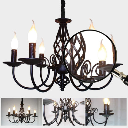 Black Chandelier, 6-Light Farmhouse Candle Light for Dining Room5