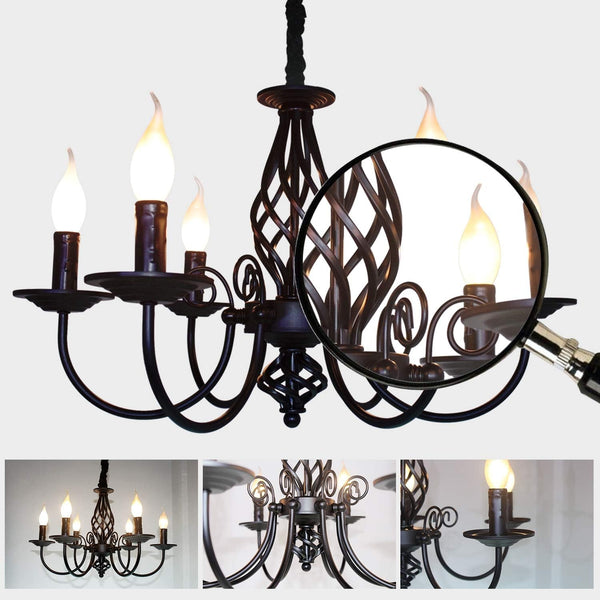 Black Chandelier, 6-Light Farmhouse Candle Light for Dining Room5
