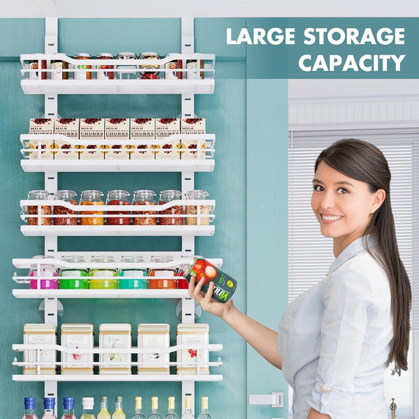 over the Door Pantry Organizer，9-Tier over the Door Organizer with Adjustable Basket，Metal Hanging Pantry Organizers and Storage for Kitchen, Back of Door Seasoning Rack7