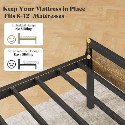 King Size Platform Bed Frame with Charging Station5