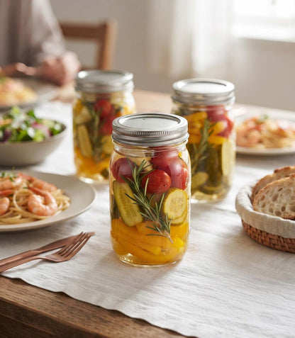 Mason Jars 16 Oz with Lids, 4 Pack Clear Glass Jars for Meal Prep & Storage | Leakproof Airtight Seal, BPA Free Thick Glass, Microwave Safe Food Container, Ideal for Canning, Overnight Oats, Meal Prep2