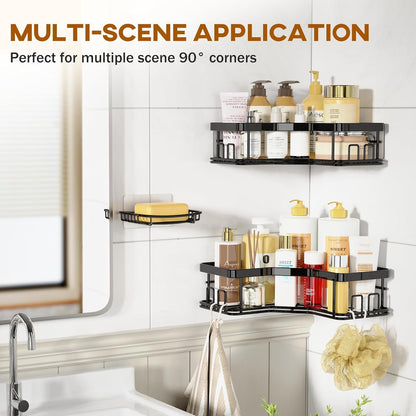 3 Pack Corner Shower Caddy with Soap Holder, Large Capacity Sturdy Easy Install No Drilling Stainless Steel Hold 40 LBS Shower Organizer Shelves Rack Storage for Family Renters Bathroom, Black7