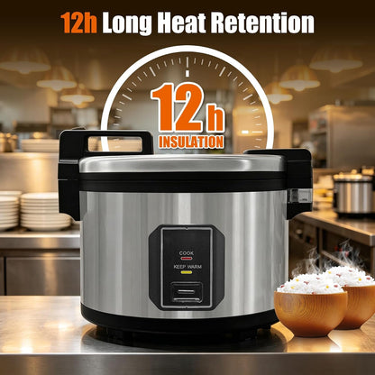 64-Cup 15L Stainless Steel Commercial Manual Rice Cooker | 75-Person Large Capacity, 12-Hour Keep Warm Function, Non-Stick Inner Pot, NSF& ETL Certified, Perfect for Commercial Service3