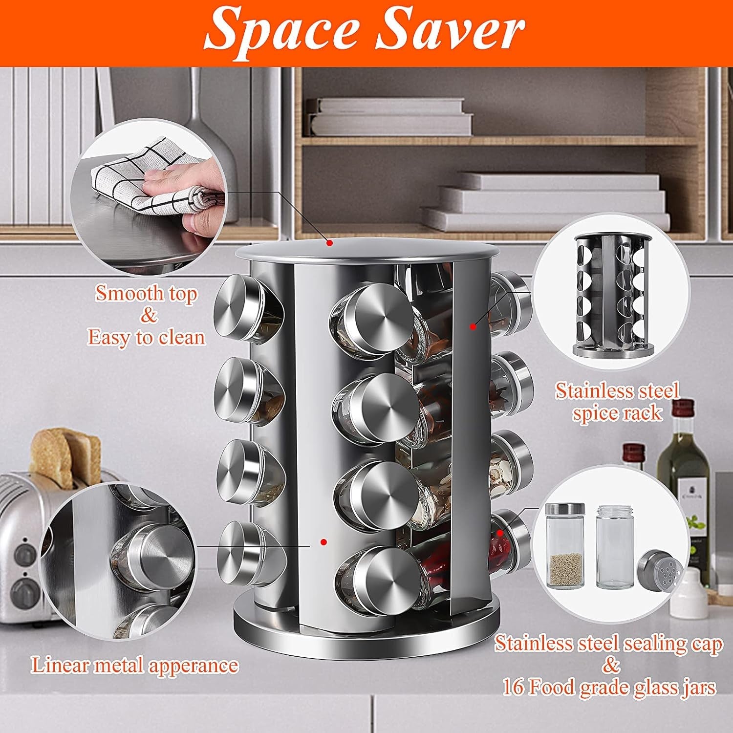 revolving-countertop-spice-rack-stainless-steel-seasoning-storage-organization-spice-carousel-tower-for-kitchen-set-of-16-jars-16jars