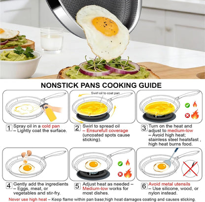 Frying Pans, 10-Inch with Lid, Hybrid Frying Pans Stainless Steel Skillets, Dishwasher & Oven-Safe, Stay-Cool Handle, PFOA Free Cookware, Compatible with All Cooktops4