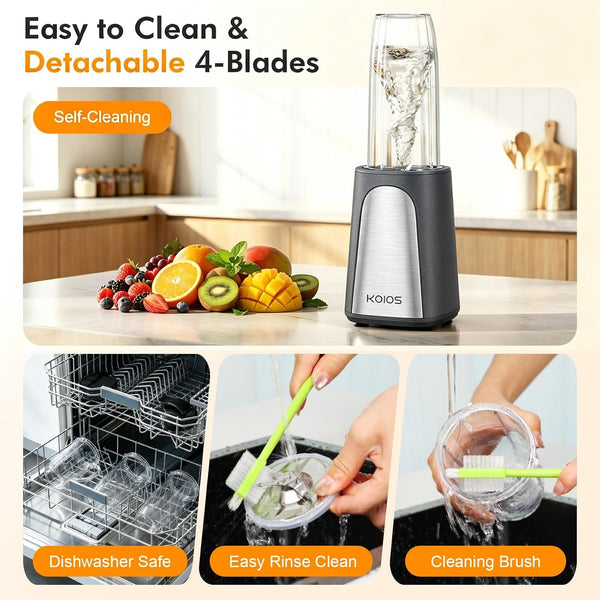 1000W Smoothie Blender, 15-In-1 Single Serve Set, Press-Twist Design | Personal Blender & Kitchen Countertop Smoothie Maker with 2X24Oz+17Oz Cup, Detachable 4-Blade, Frozen Drinks, Grey6