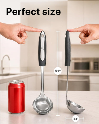 Premium Soup Ladle - 12" Stainless Steel with Non-Slip Silicone Handle2